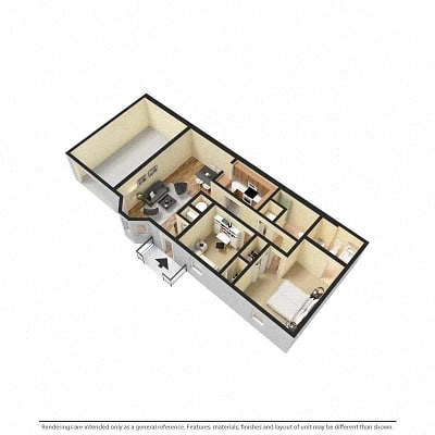 Floor plan for 2 beds, 2 baths, 850 sqft